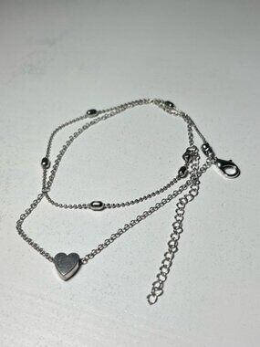 Heart Silver Chain Ankle Bracelet Leg Foot Jewelry Engagement Wedding Charm